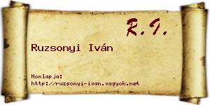 Ruzsonyi Iván névjegykártya